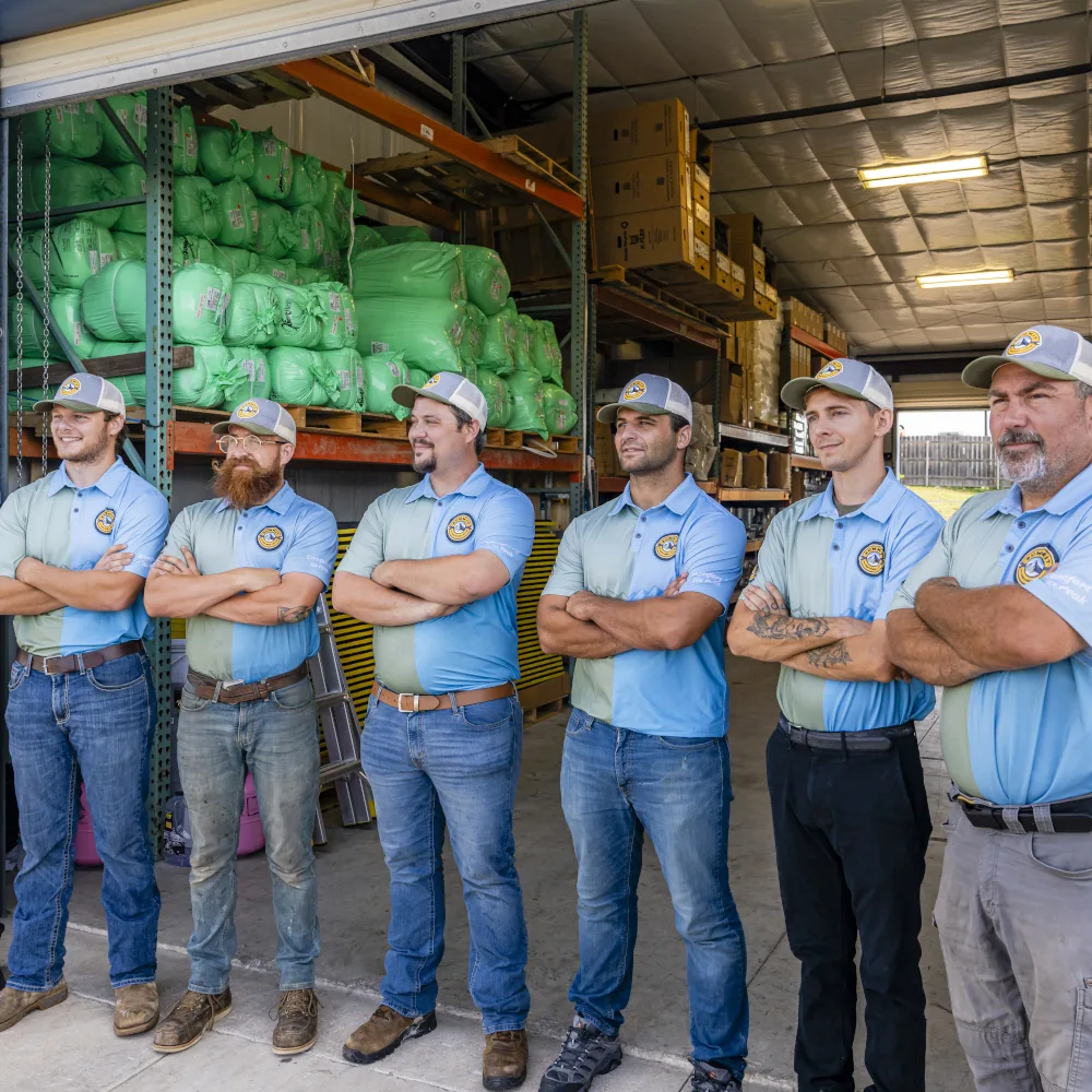 Summit AC crew outside of a storage room